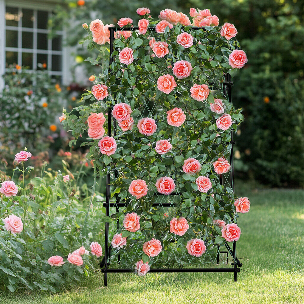 FIN Metal Garden Trellis Arch Climbing Plants Grow Support Frame with Ground Spikes
