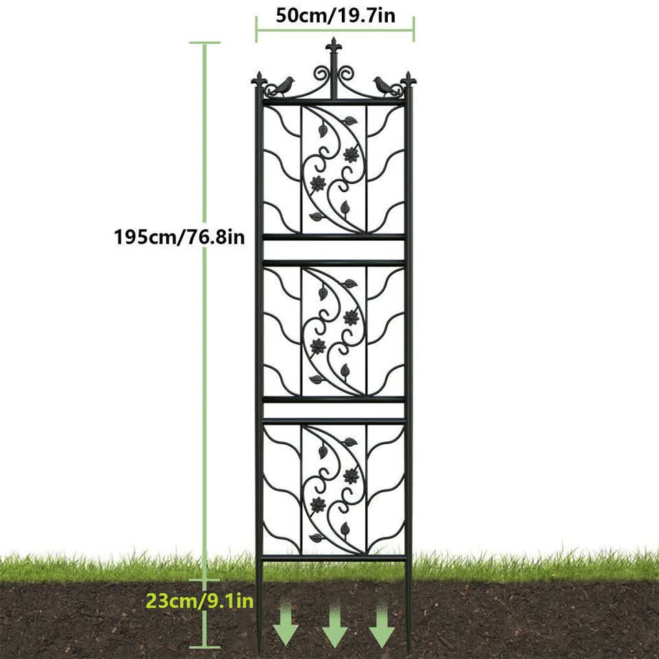2pcs Metal Garden Trellis Fence for Climbing Plants and Rose Support