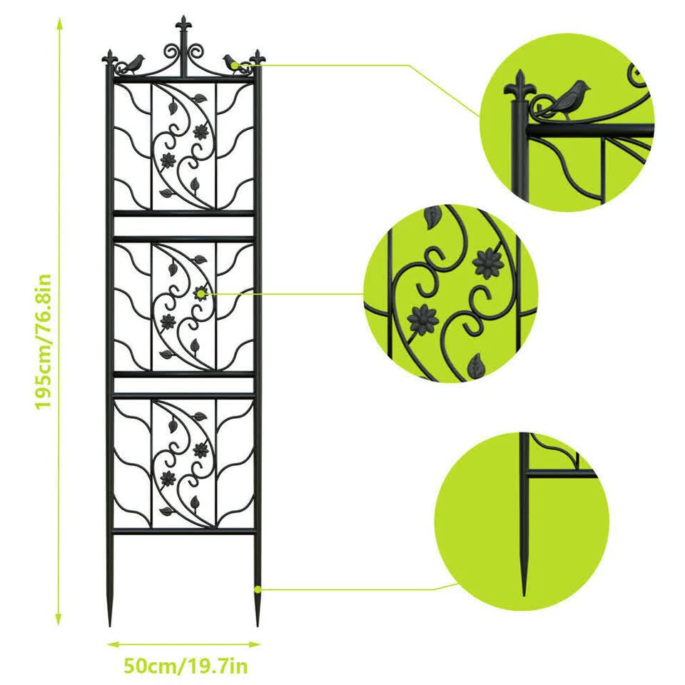 2pcs Metal Garden Trellis Fence for Climbing Plants and Rose Support