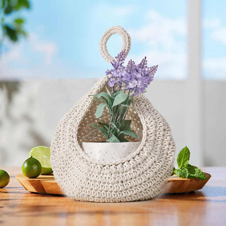 Khaki 3-Piece Wall-Mounted Cotton Rope Storage Baskets – Large, Medium, and Small Hand-Woven Fruit/Vegetable/Storage Nets (Large weight 300g, Medium weight 230g, Small weight 200g)