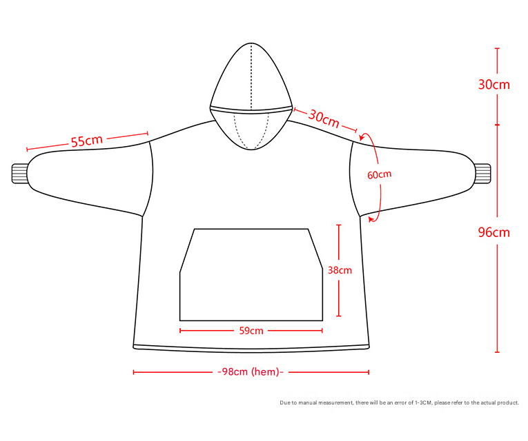 Blue Pattern Oversized Wearable Blanket Hoodie - Ultra Soft & Cozy Snuggle Pullover for Adults