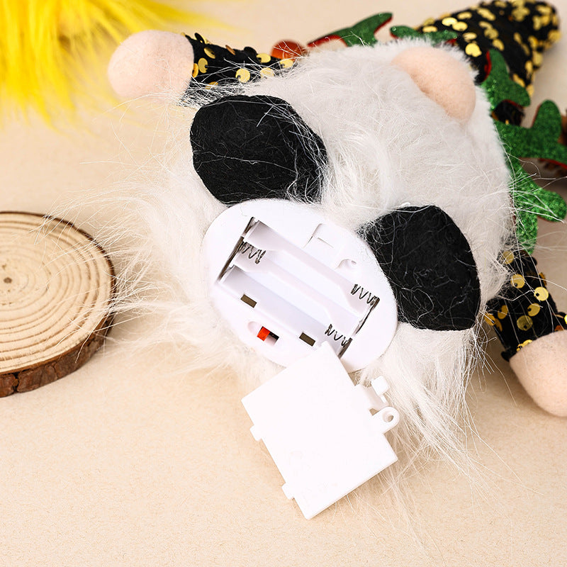 Light-Up Christmas Gnome Plush Doll with Sequin Hat & Antlers - Festive LED Tabletop Decoration(red)