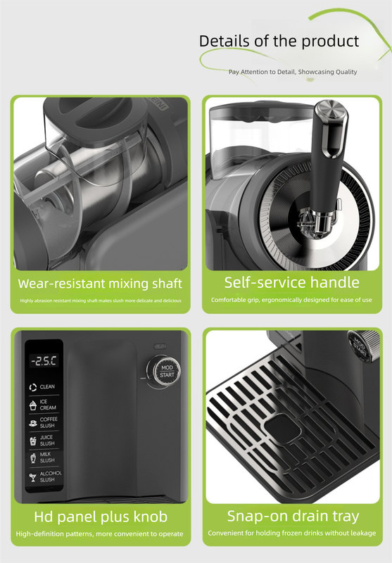 Dark Grey Compact Home Cold Drink & Ice Cream Maker – Multi-Functional Slush, Milkshake, Coffee, Cocktail & Ice Cream Machine with Auto-Clean Function (AU Plug)