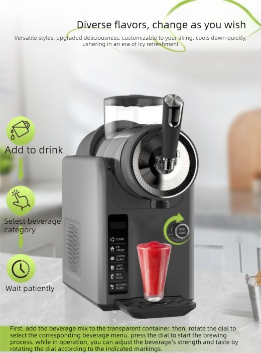 White Compact Home Cold Drink & Ice Cream Maker – Multi-Functional Slush, Milkshake, Coffee, Cocktail & Ice Cream Machine with Auto-Clean Function (AU Plug)