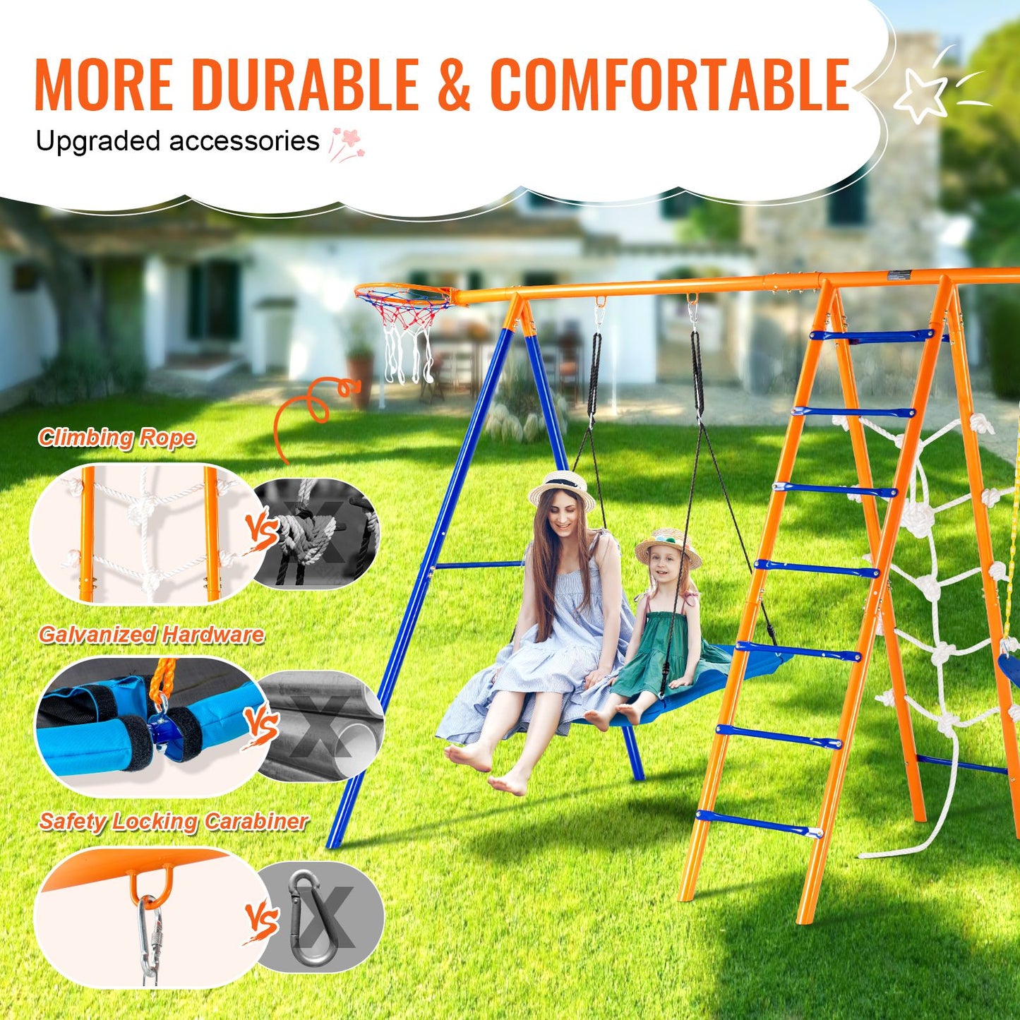 Schaukelsets für den Garten 6-in-1-Schaukelset 200 kg Tragfähigkeit Metallschaukelset