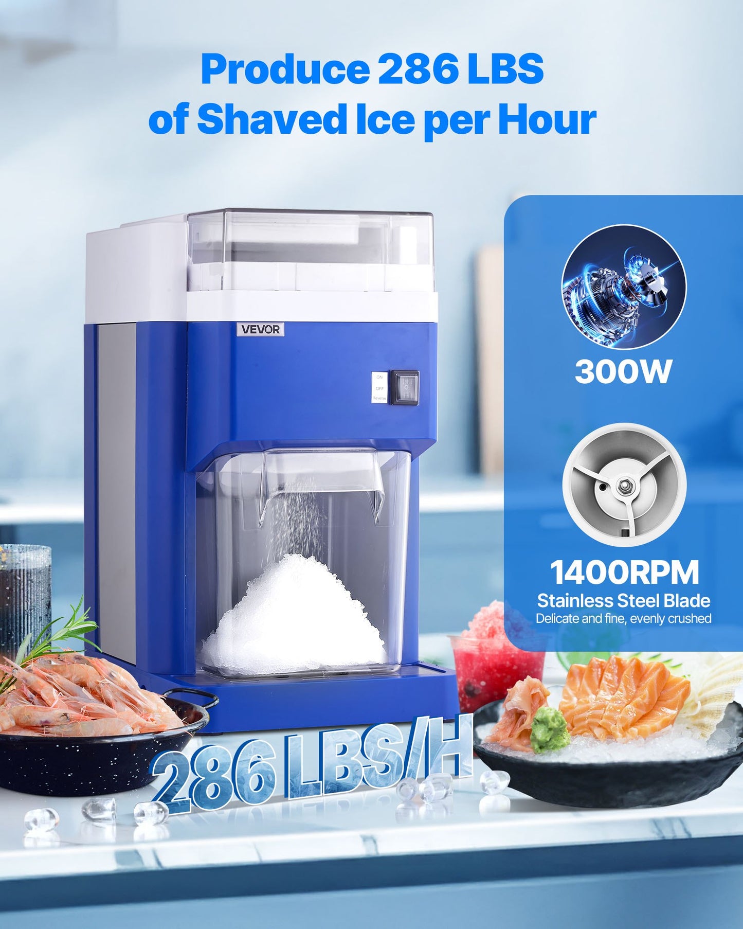 Commercial Ice Shaver Machine, 1.91QT /1.8L Large Electric Snow Cone Machine