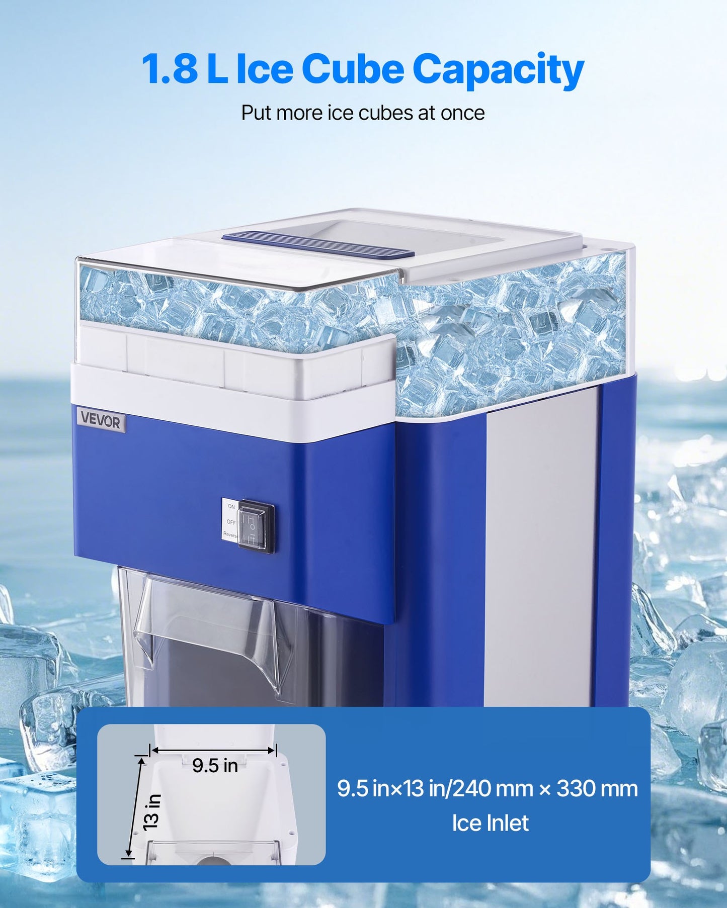 Commercial Ice Shaver Machine, 1.91QT /1.8L Large Electric Snow Cone Machine