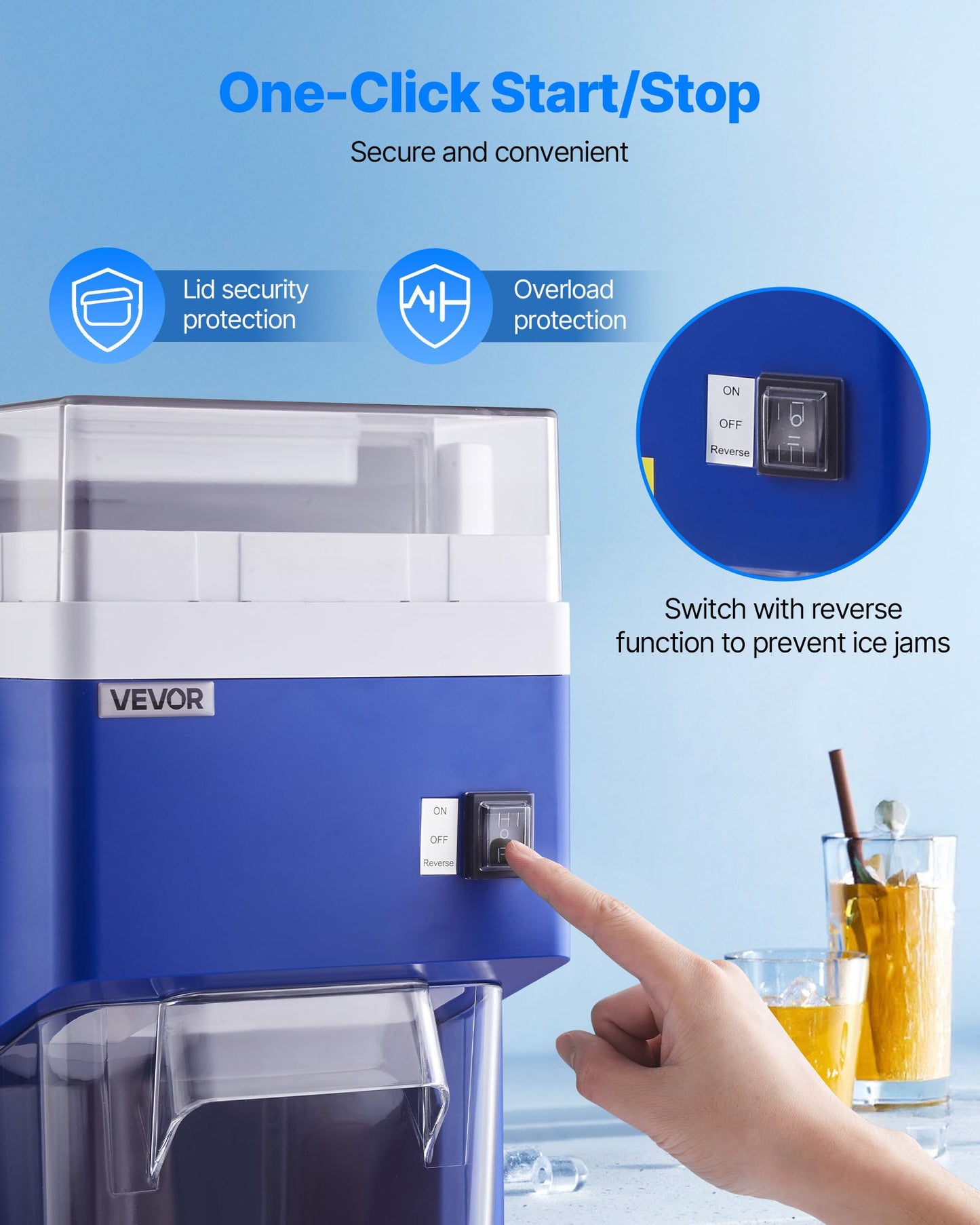 Commercial Ice Shaver Machine, 1.91QT /1.8L Large Electric Snow Cone Machine