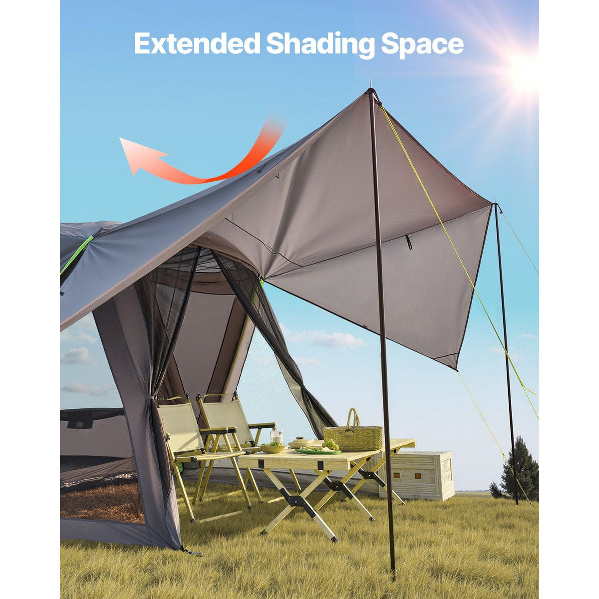SUV Tent for Camping, 10FT L x 10FT W, Waterproof PU2000mm Spacious Double Layer Design for 5-8 Person, SUV Camping Tent with Shade Awning and Mesh Windows, Includes Rainfly and Storage Bag
