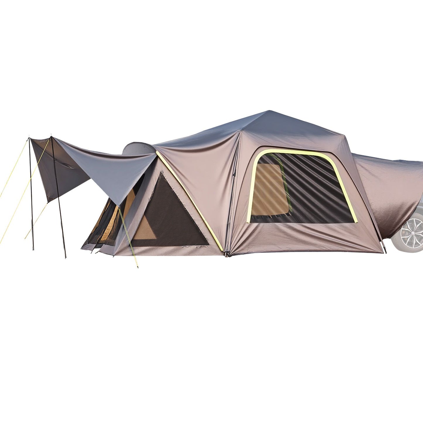 SUV Tent for Camping, 10FT L x 10FT W, Waterproof PU2000mm Spacious Double Layer Design for 5-8 Person, SUV Camping Tent with Shade Awning and Mesh Windows, Includes Rainfly and Storage Bag