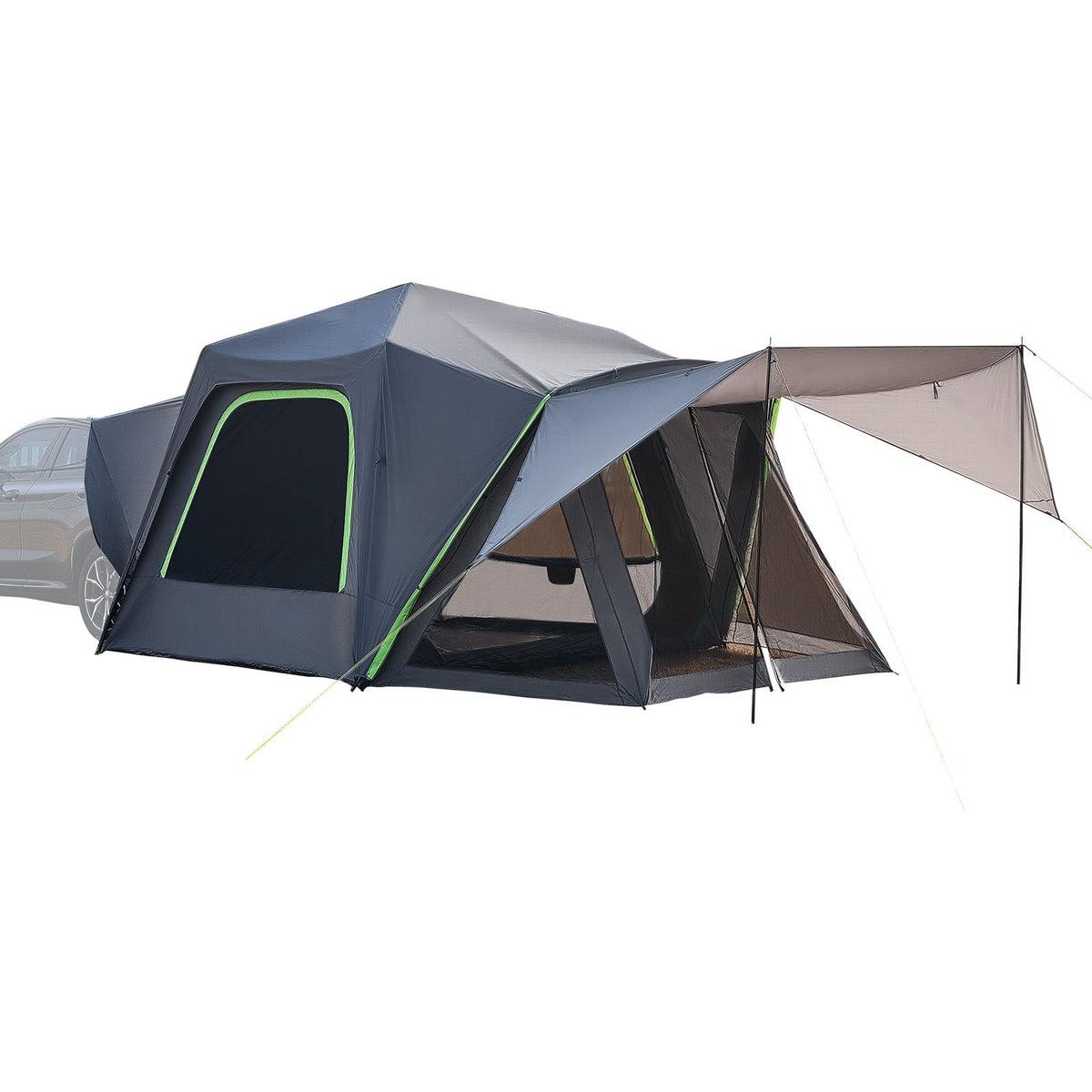 SUV Tent for Camping, 10FT L x 10FT W, Waterproof PU2000mm Spacious Double Layer Design for 5-8 Person, SUV Camping Tent with Shade Awning and Mesh Windows, Includes Rainfly and Storage Bag