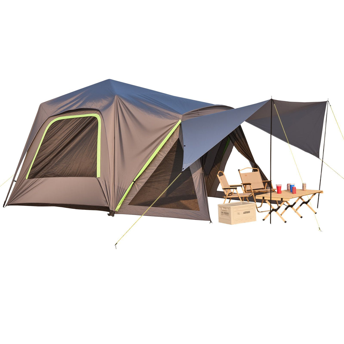 SUV Tent for Camping, 10FT L x 10FT W, Waterproof PU2000mm Spacious Double Layer Design for 5-8 Person, SUV Camping Tent with Shade Awning and Mesh Windows, Includes Rainfly and Storage Bag