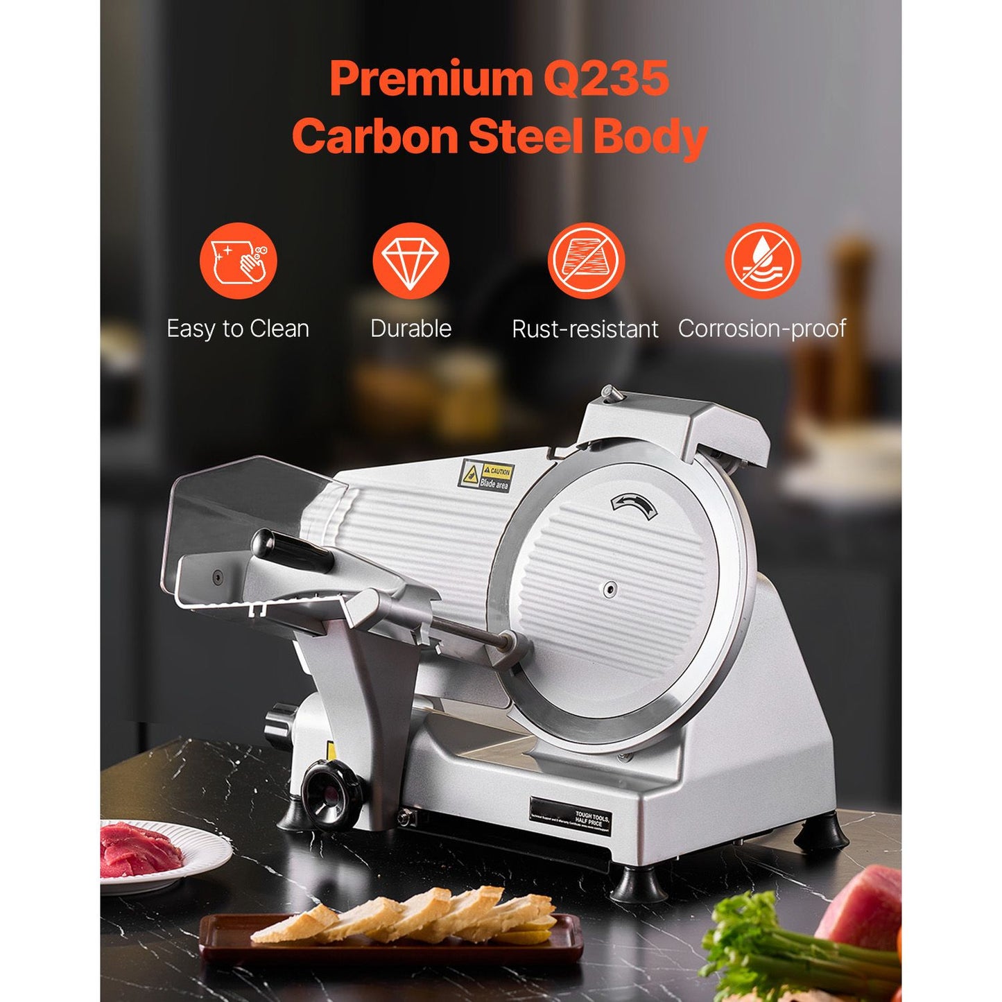 Fleischschneider 180W 250 mm Elektrische Aufschnittmaschine für Fleisch, Brot und Käse