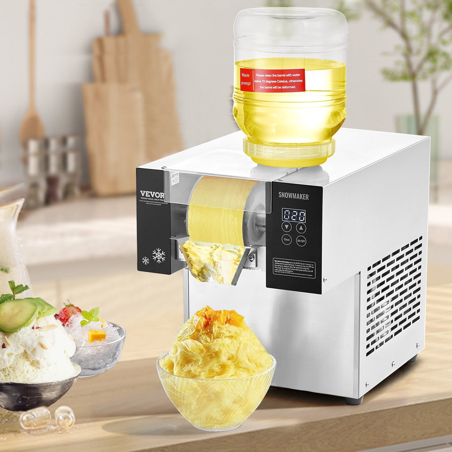 Commercial Snowflake Ice Machine, 276LBS/24H Snowflake Ice Maker, Stainless Steel Ice Shaver Machine, Electric Snow Cone Maker, Air Cooling System for Rapid Heat Dissipation, for Bakery, Cafe