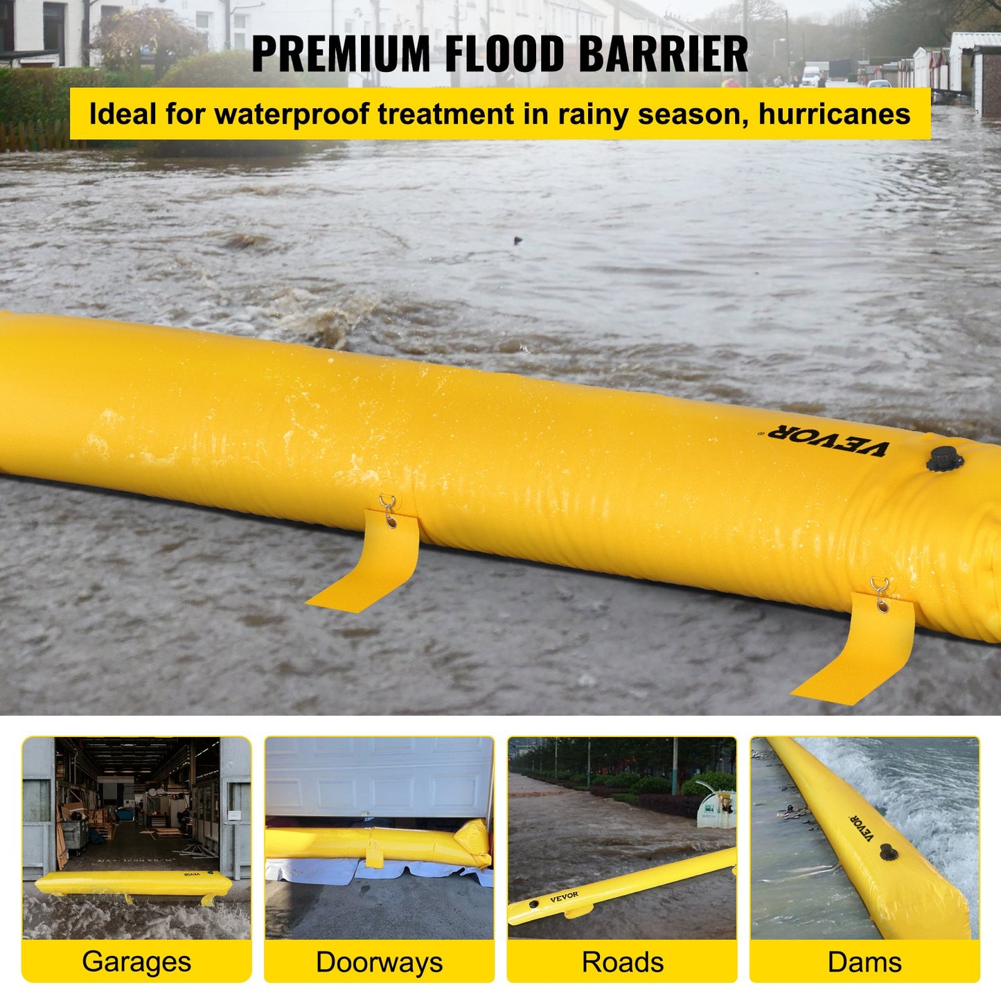 VEVOR Flood Barrier Hydro Barrier 24' Length x 6
