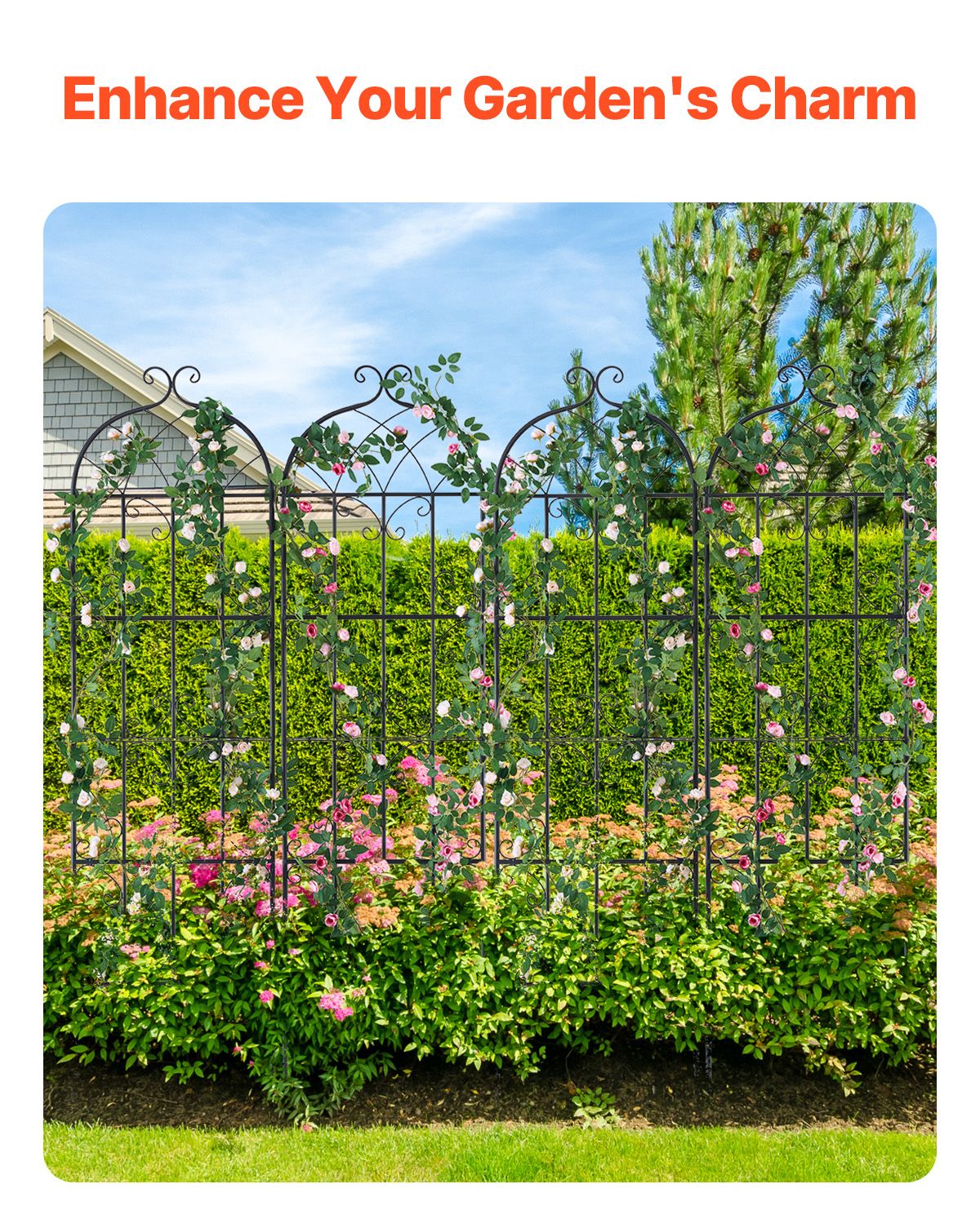 4 Packs Metal Garden Trellis for Climbing Plant Support 71x20 in Rustproof