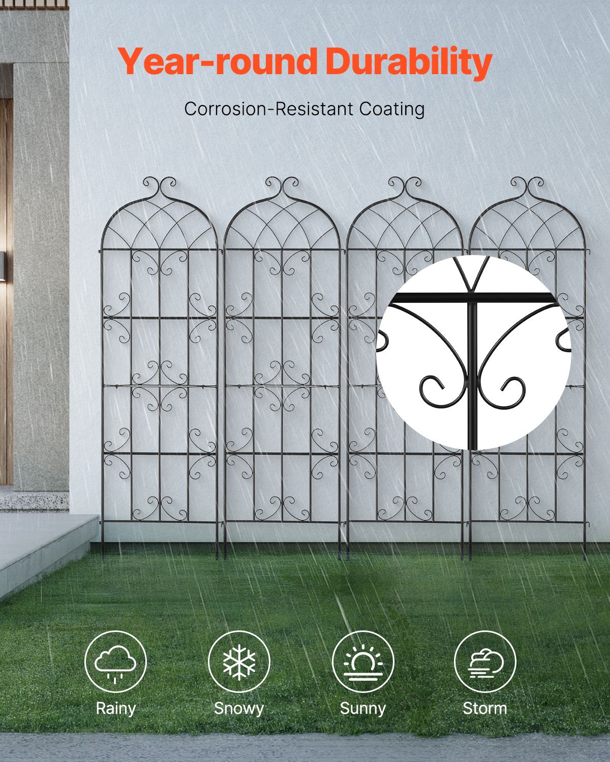4 Packs Metal Garden Trellis for Climbing Plant Support 71x20 in Rustproof