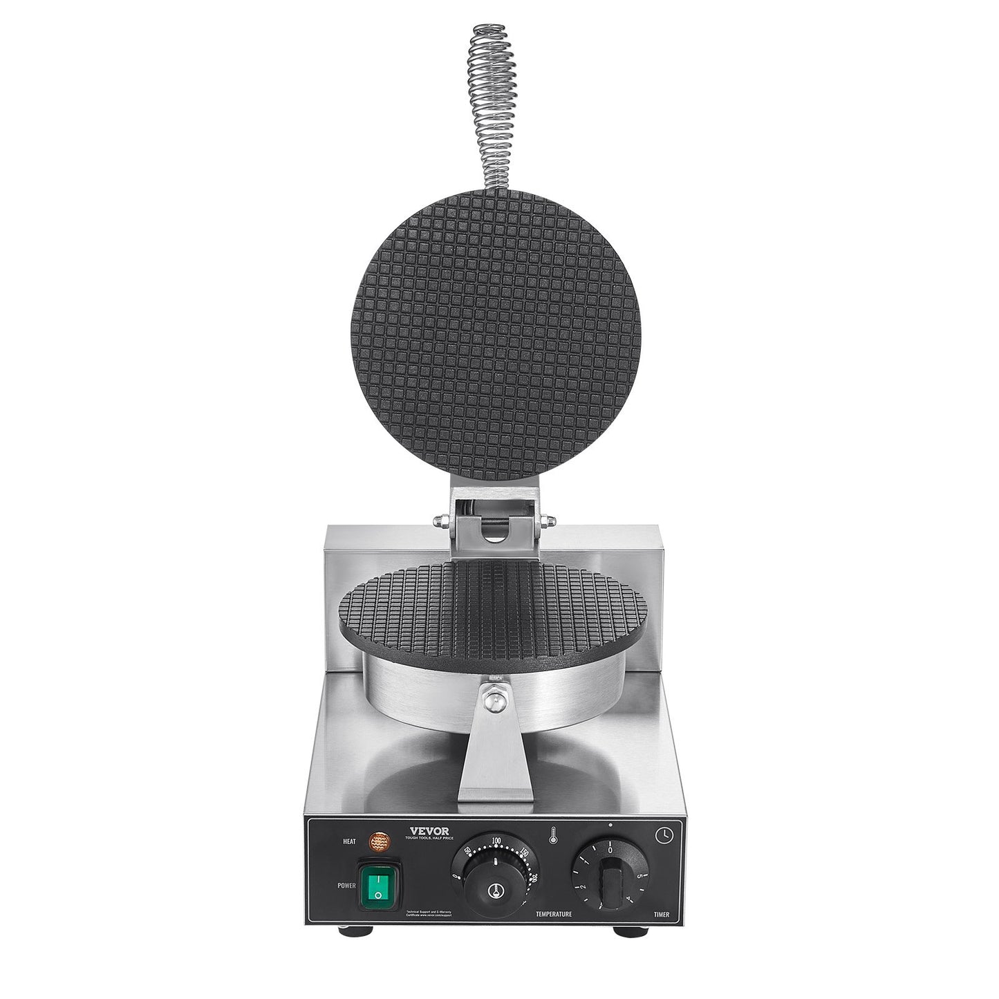 Electric Ice Cream Cone Maker, Commercial 1230W Waffle Cone Machine, Non-Stick Stainless Steel Egg Roll Mold, with Temperature and Time Control, Handle, for Restaurant Bakery Snack Bar Family