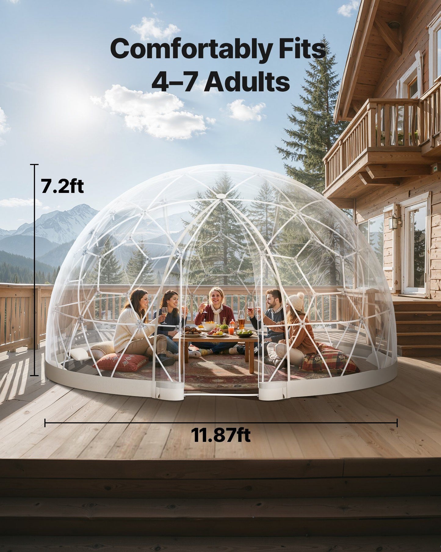 Garden Dome Tent, 3.6 x 2.2 m Outdoor Clear Bubble Tent for 4-7 Person