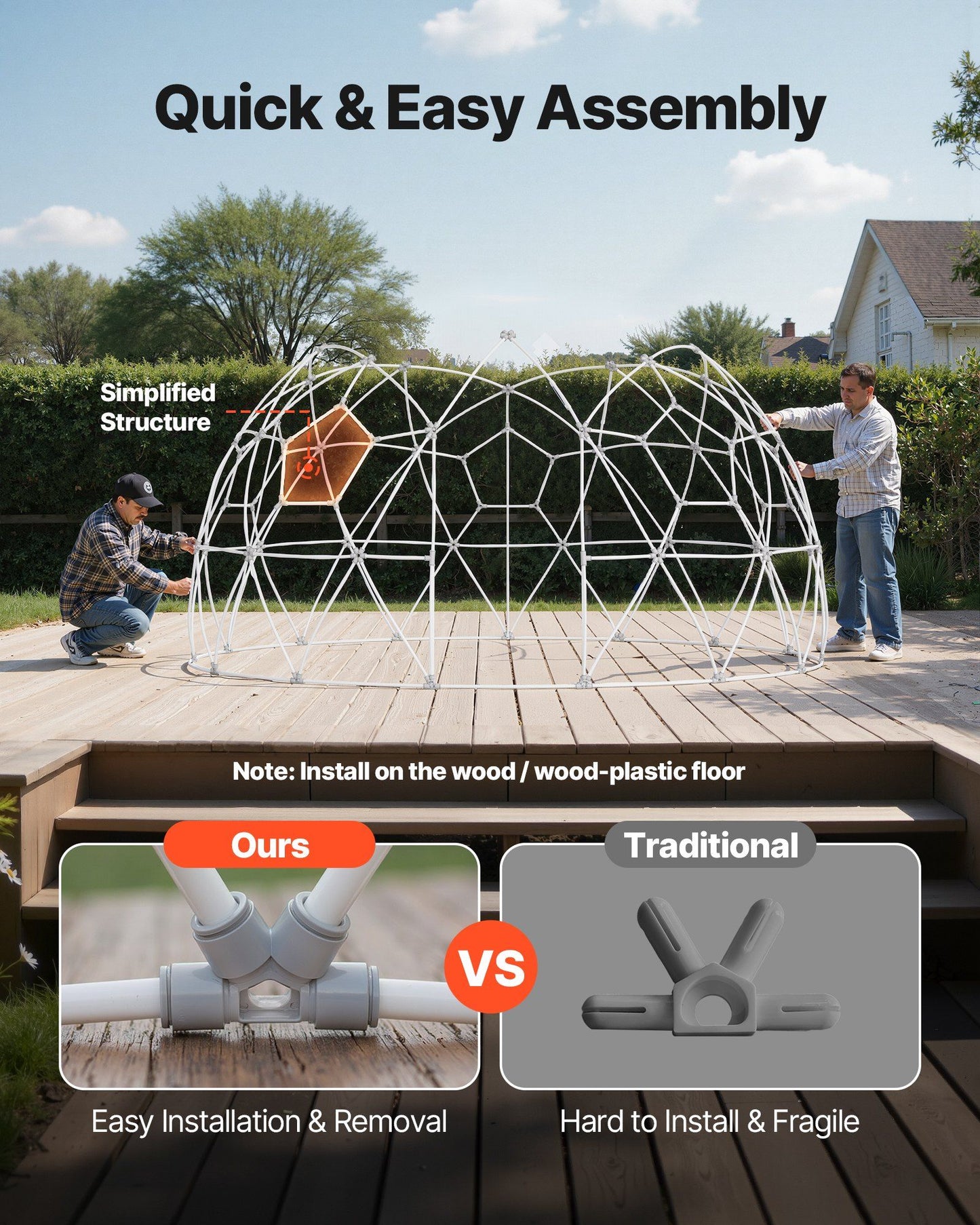 Garden Dome Tent, 3.6 x 2.2 m Outdoor Clear Bubble Tent for 4-7 Person