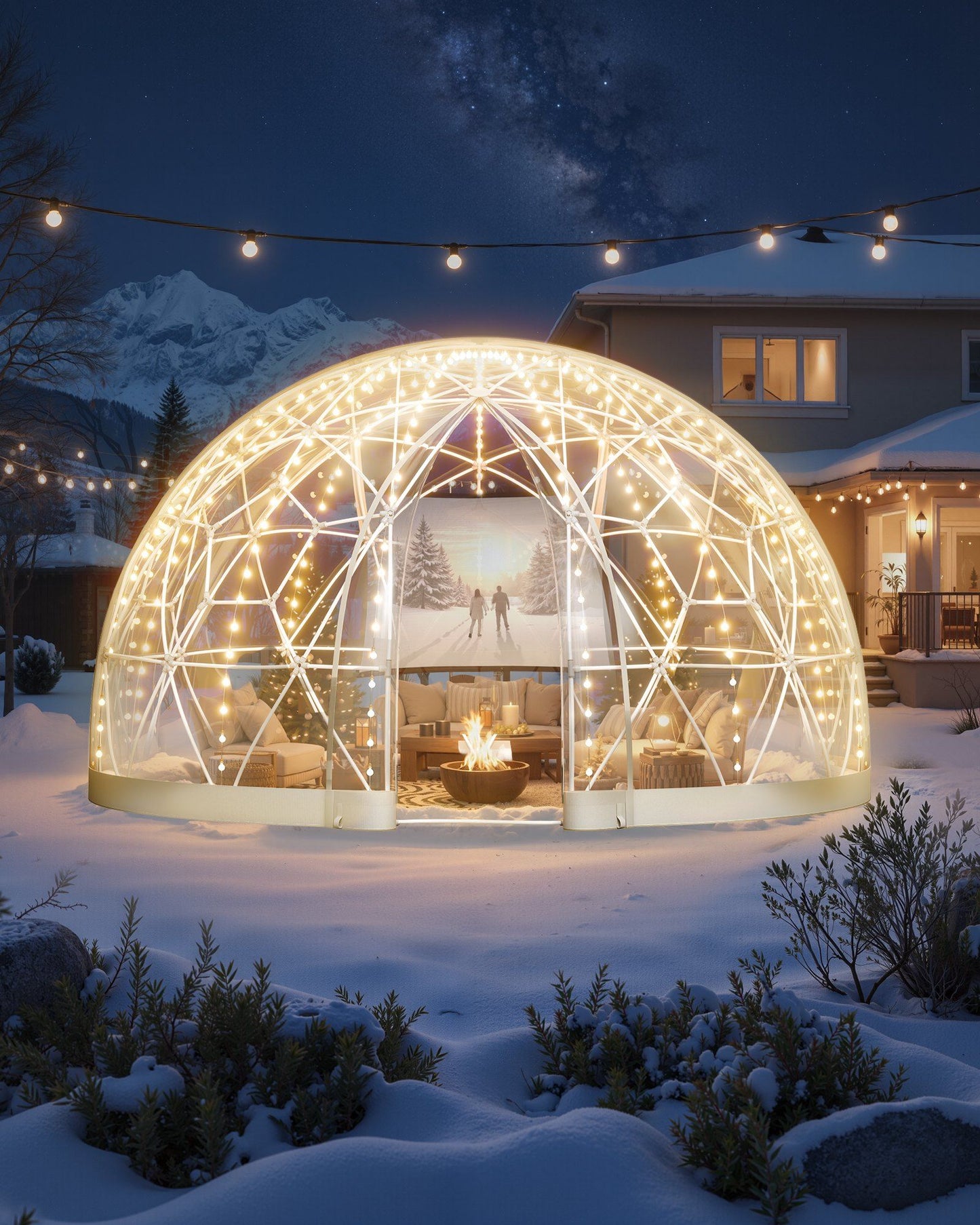 Garden Dome Tent, 3.6 x 2.2 m Outdoor Clear Bubble Tent for 4-7 Person