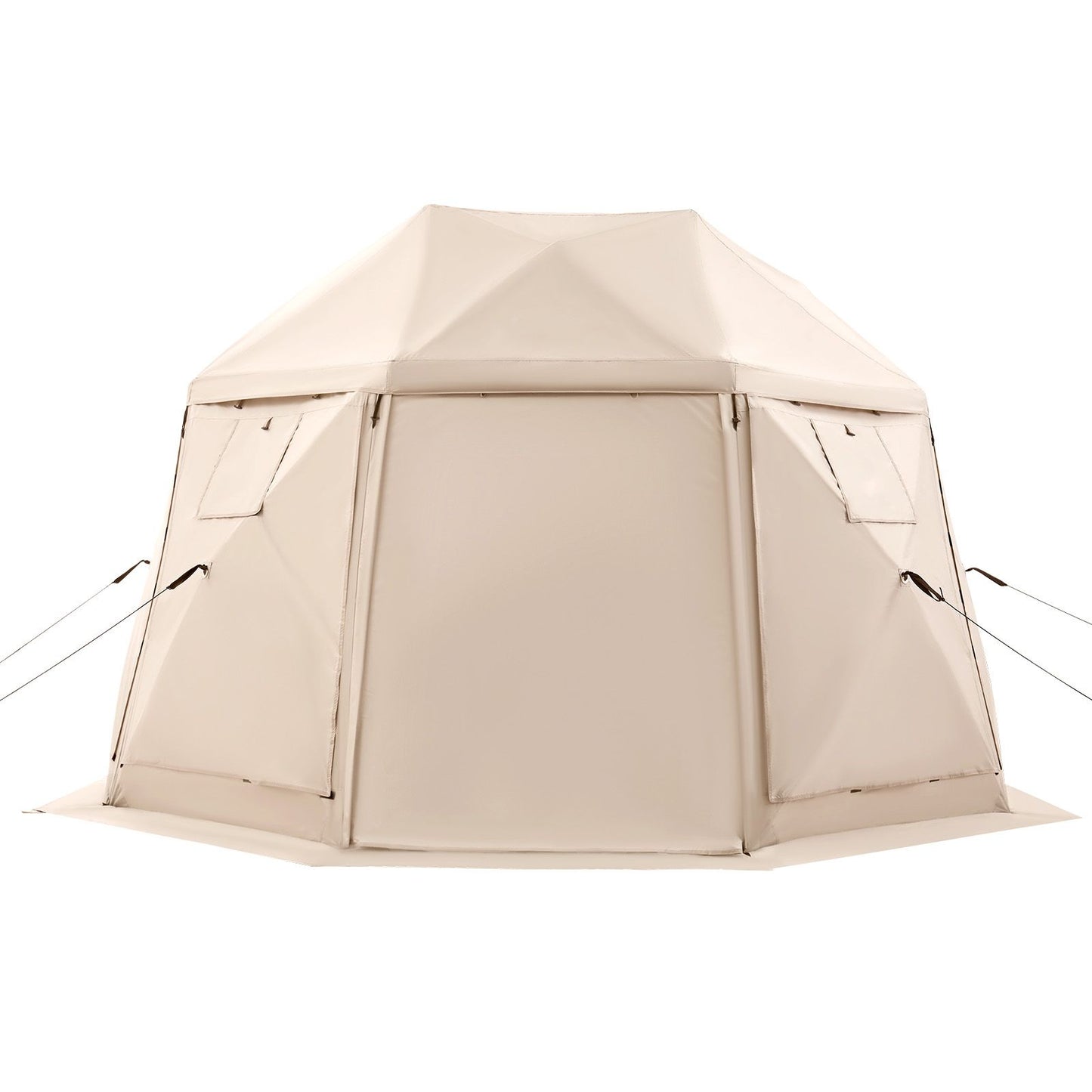 Pop up Gazebo Screen Tent, 3.6x3.6 m, 13-Sided Spherical Camping Canopy Tent with Removable Top & Carry Bag, Quick-Set & Bite-Proof, Screen House Sun Shelter for 8-10 Persons, Beige