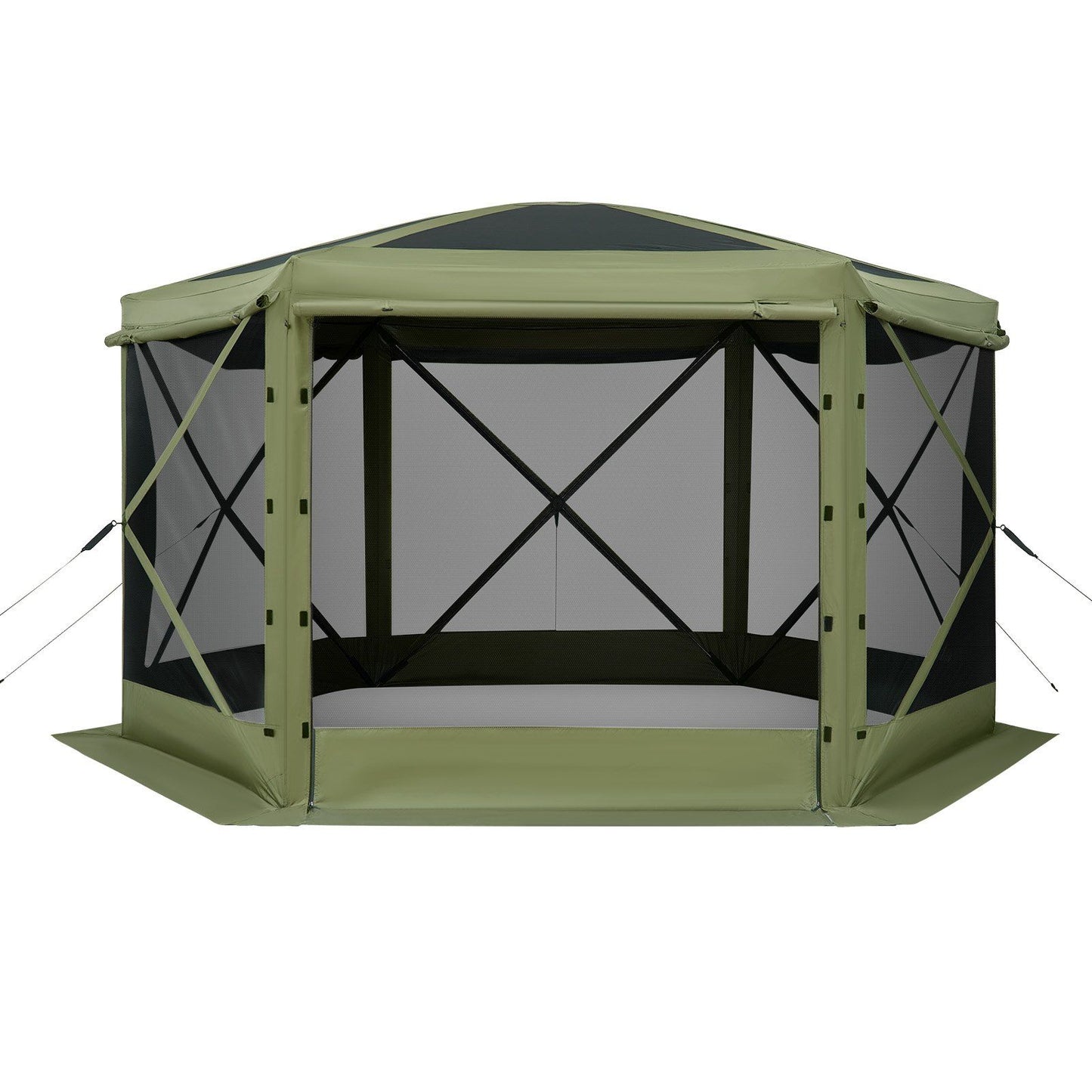 Pop up Gazebo Screen Tent, 3x3 m Large 6-Sided Camping Canopy Tent with Removable Top & Carry Bag, Quick-Set & Bite-Proof, Screen House Sun Shelter for 6-8 Persons Backyard Patio, Green