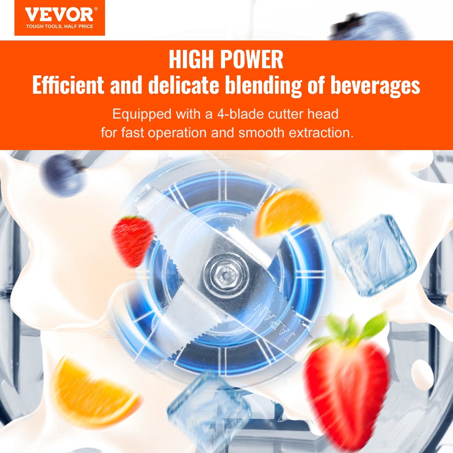 Professional Blender with Shield, Commercial Countertop Blenders, 2L Jar Blender Combo, Stainless Steel 9 Speed & 5 Functions Blender, for Shakes, Smoothies, Peree, and Crush Ice, White