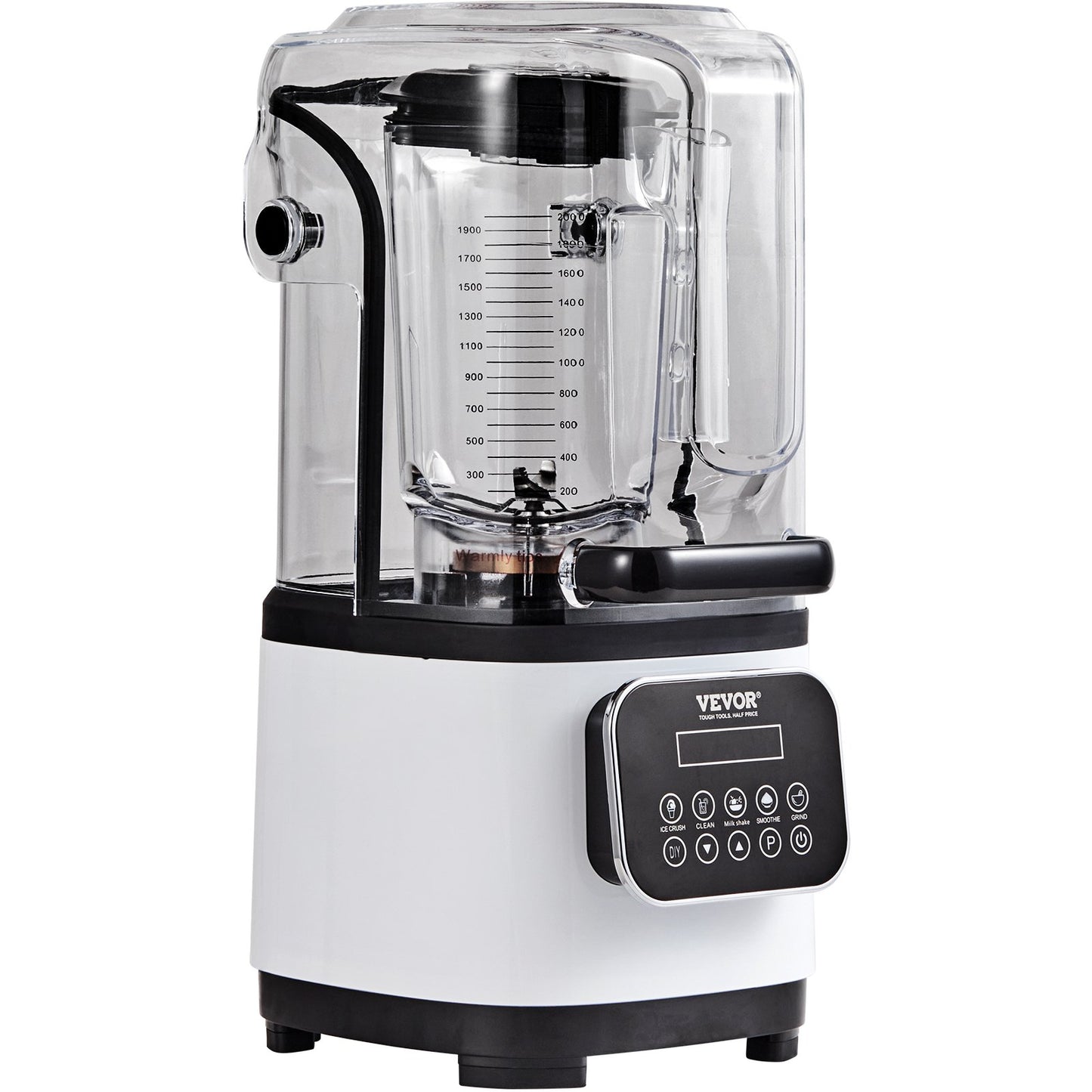 Professional Blender with Shield, Commercial Countertop Blenders, 2L Jar Blender Combo, Stainless Steel 9 Speed & 5 Functions Blender, for Shakes, Smoothies, Peree, and Crush Ice, White