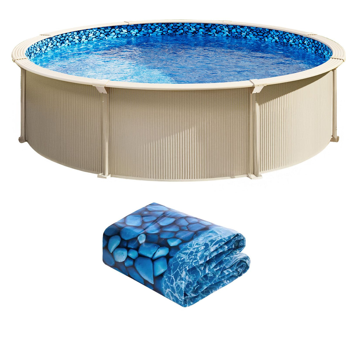 Pool Liner, 30ft Round Pool Liner, Uinbead Style, Durable Vinyl Pool Liner, Standard Gauge, 52in Wall Height, Pool Liner Replacement for Steel Sided Above-Ground Swimming Pools