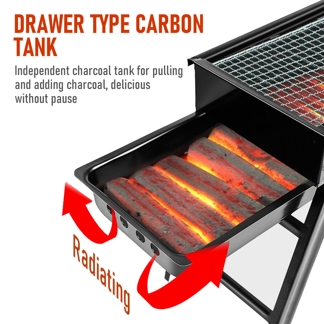 Charcoal BBQ Grill Folding Portable Camping Barbecue Grill Lightweight for Outdoor  60x22x37cm