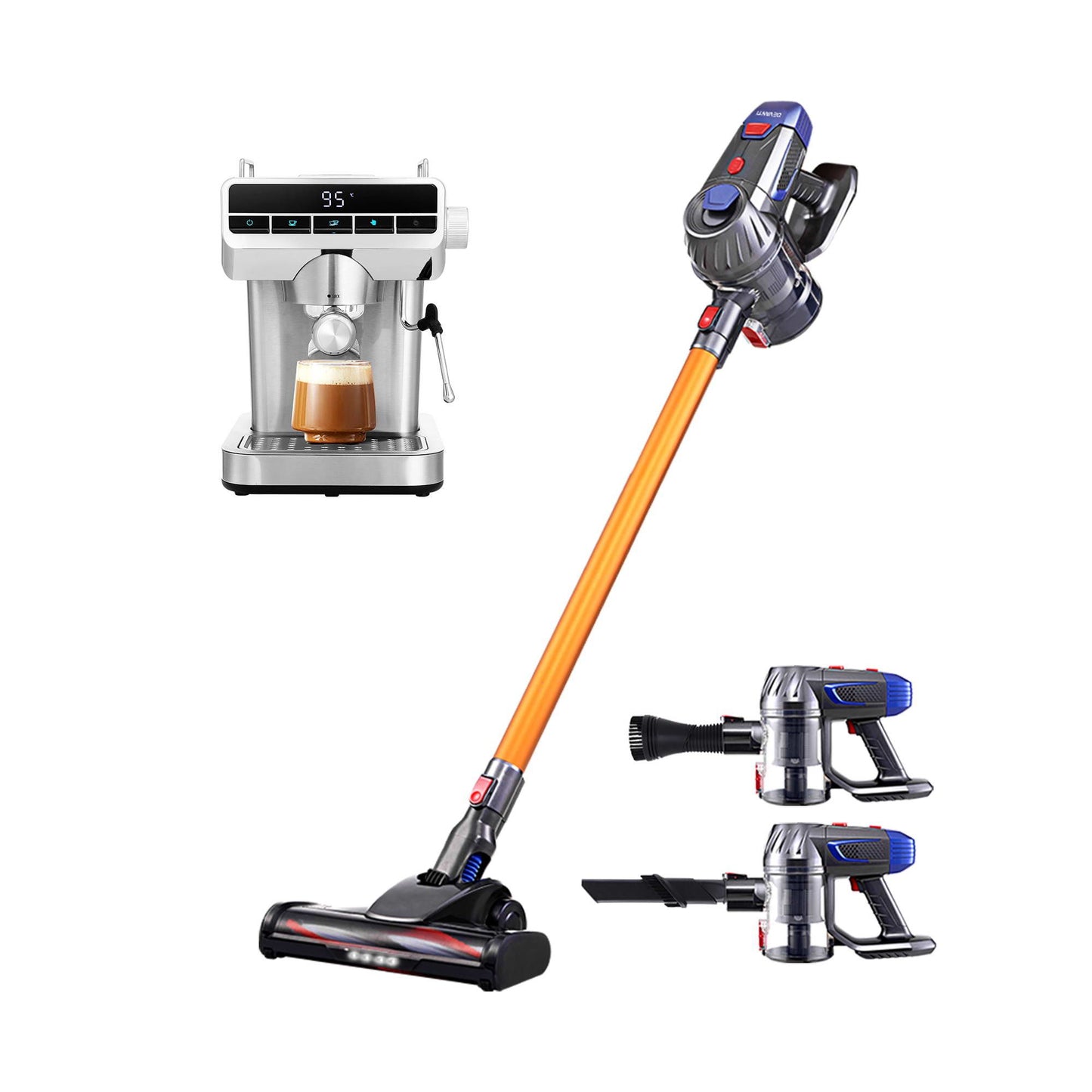 Devanti K7 Cordless Stick Vacuum Cleaner plus Coffee Maker Machine Espresso