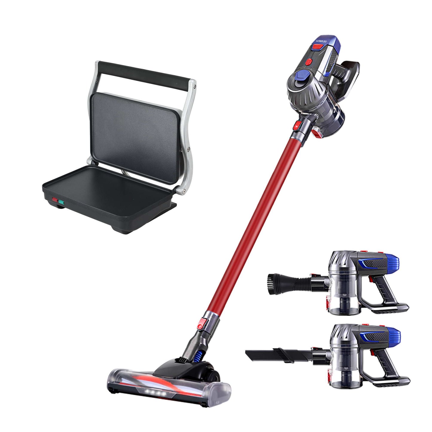 Devanti K7 Cordless Stick Vacuum Cleaner plus Sandwich Maker Panini Press