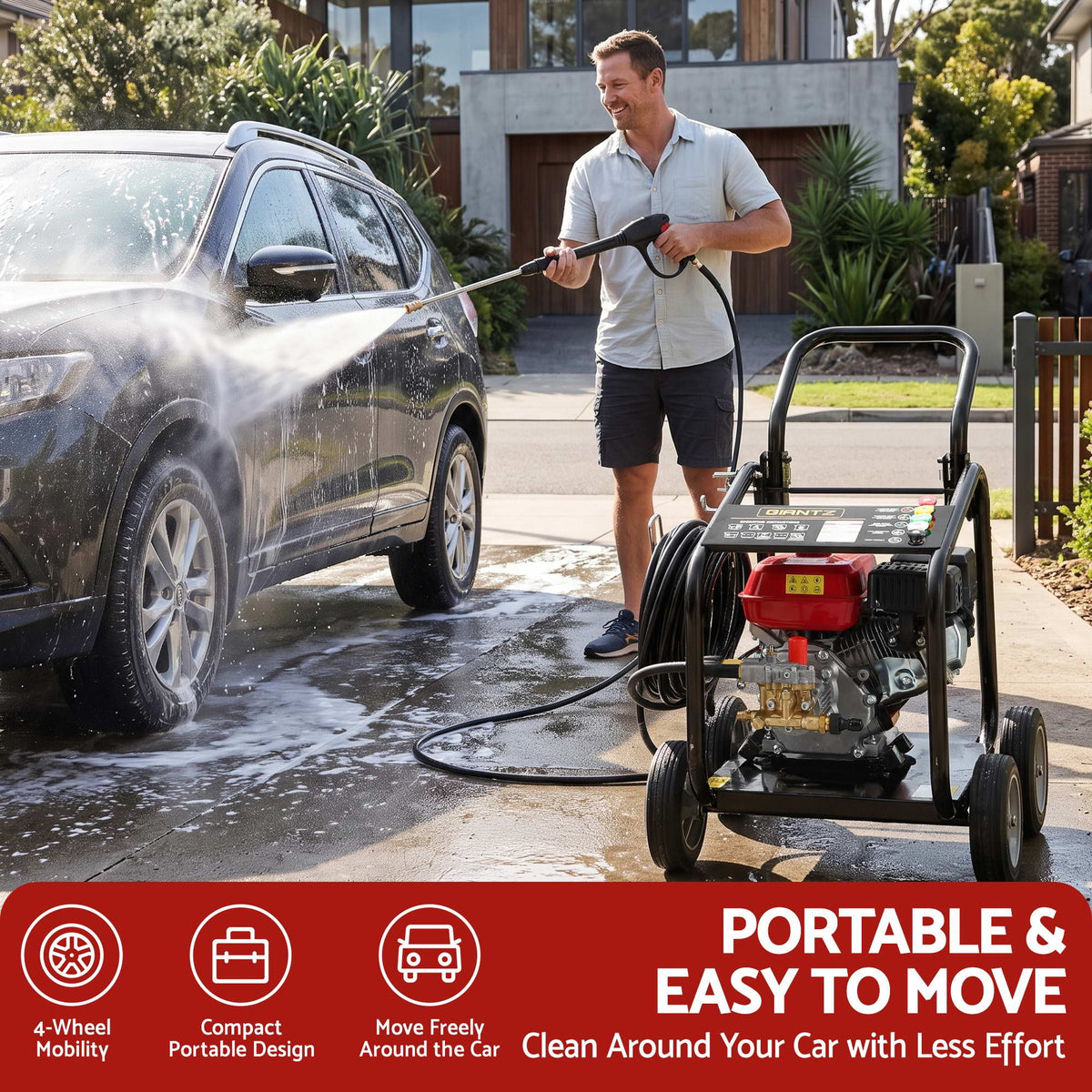 Giantz Petrol High Pressure Washer 3000PSI 7HP 4 Stroke Cleaner Commercial Red