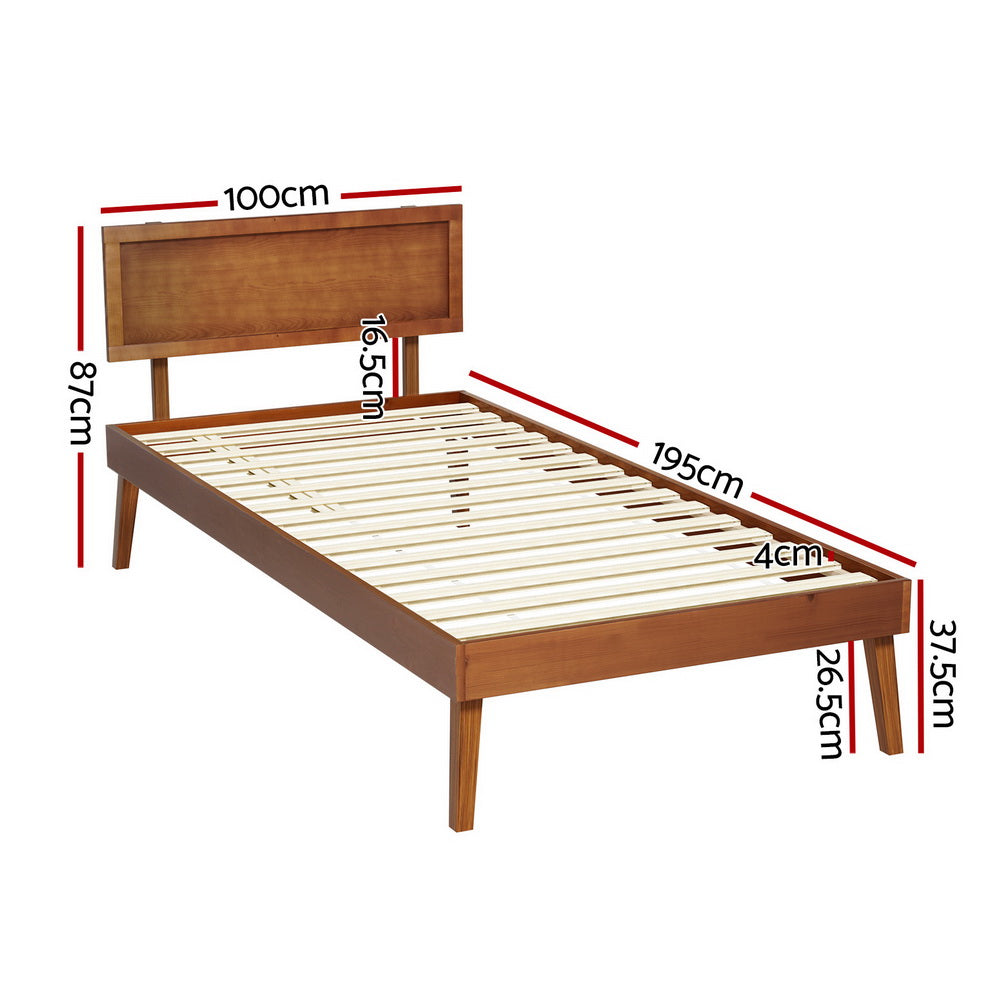 Artiss Bed Frame Single Size Wooden Bed Base Walnut