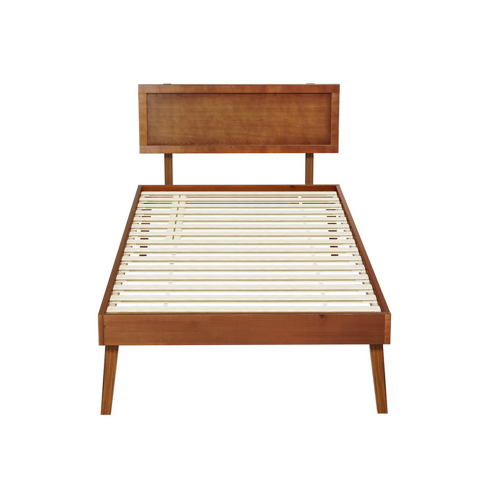 Artiss Bed Frame Single Size Wooden Bed Base Walnut