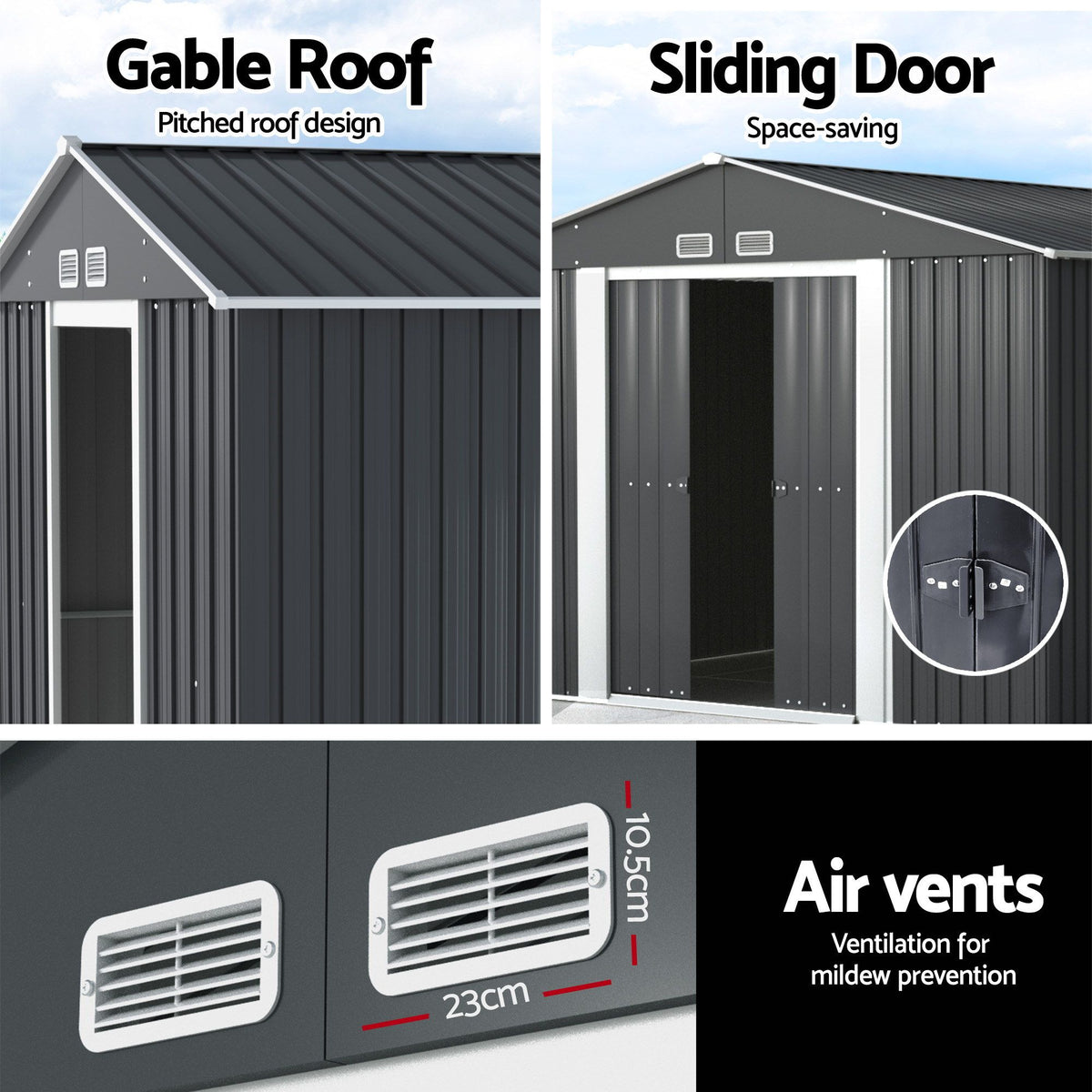 Giantz Garden Shed with 3-Tier Garage Shelving Rack Outdoor Tool Storage Racks