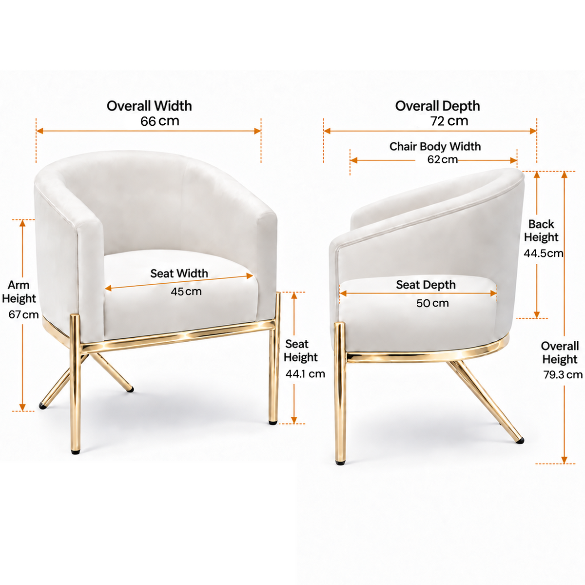Artiss Armchair Velvet Lounge Accent Chair Nursing Sofa White, Single Sofa Armchair for Living Room, Bedroom, Office and Vanity.