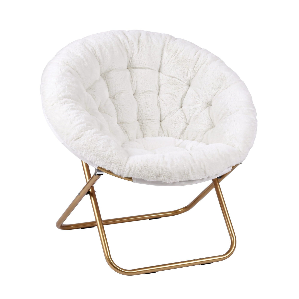 Artiss Cozy Saucer Chair Soft Faux Fur Folding Accent Chair for Bedroom White