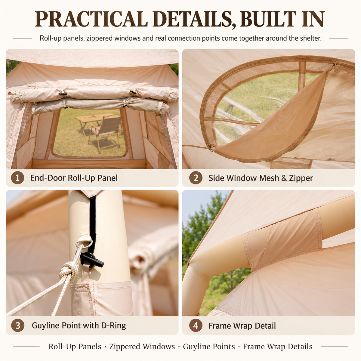 Weisshorn Inflatable Camping Tent Dual End Doors Arched Windows 300x400cm