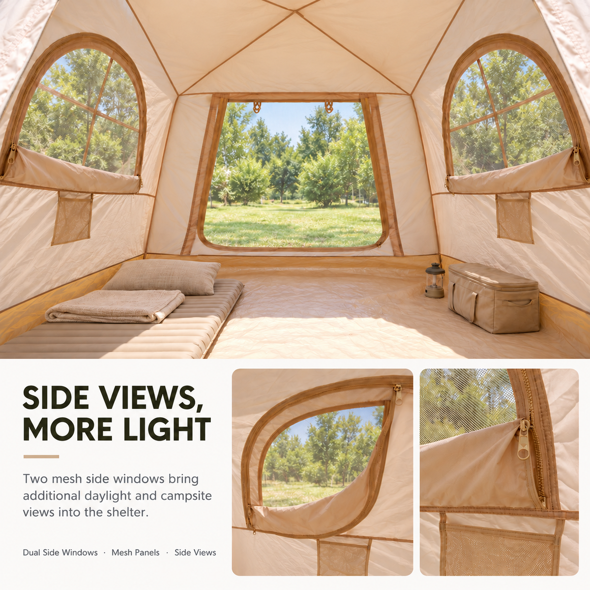 Weisshorn Inflatable Camping Tent Dual End Doors Arched Windows 300x400cm
