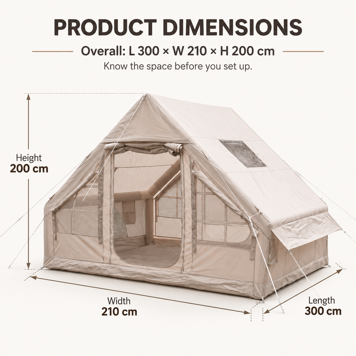 Weisshorn A-Frame Inflatable Air Tent with Mesh Windows, Family Glamping