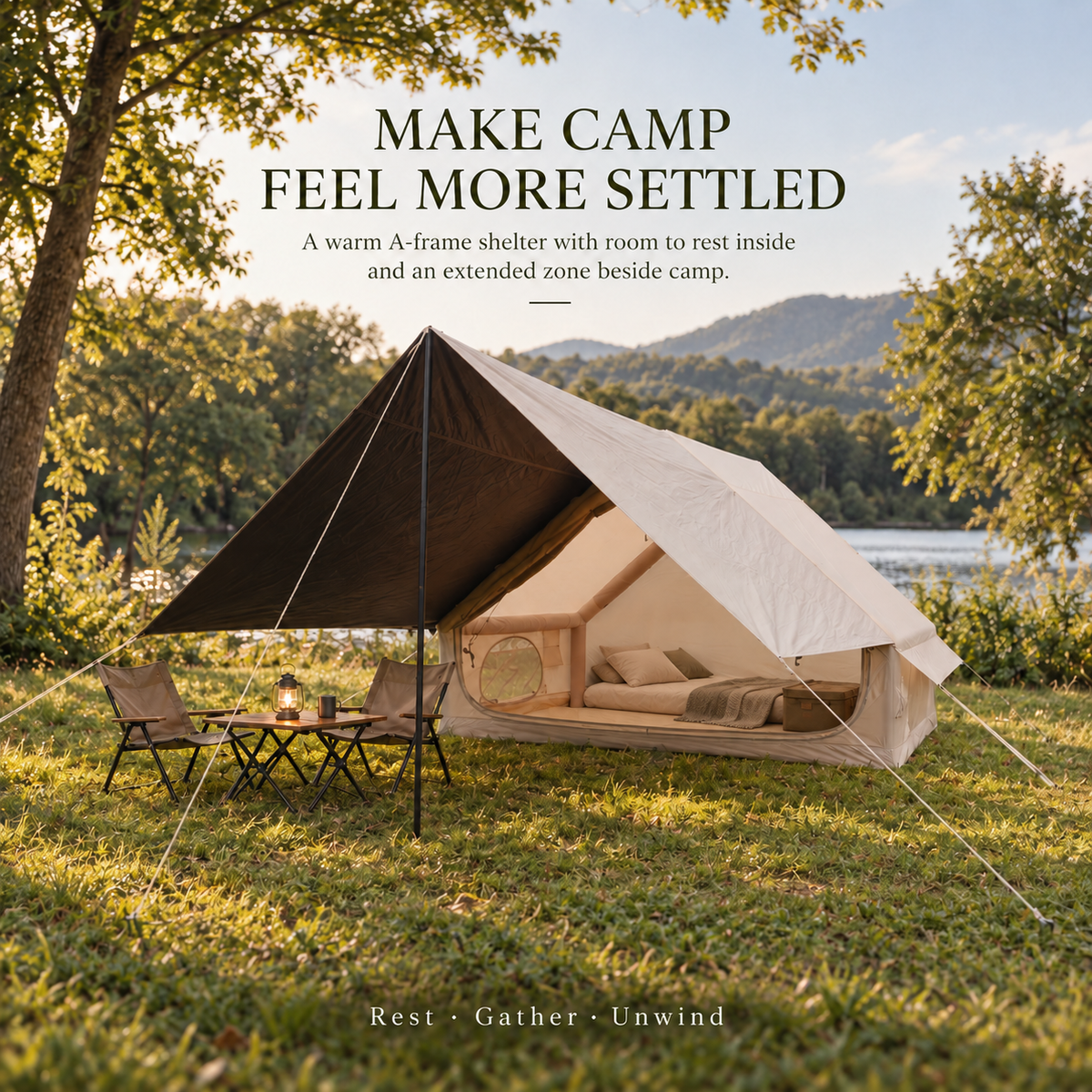 Weisshorn Inflatable A-Frame Tent with Extended Side Awning, Basecamp