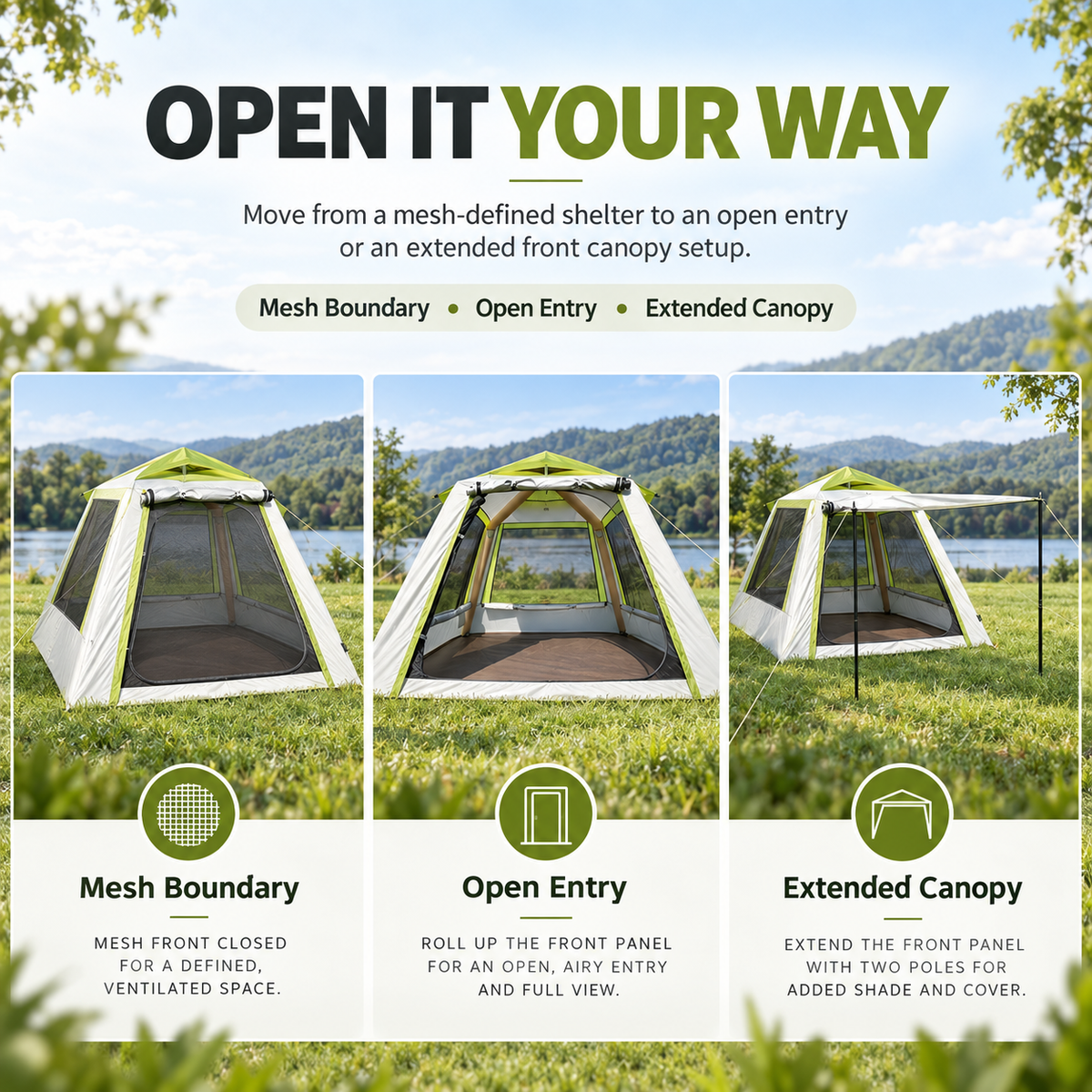 Weisshorn Inflatable Mesh Gazebo Tent, Air-Frame with Extendable Canopy