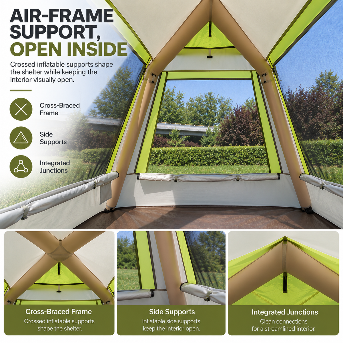 Weisshorn Inflatable Mesh Gazebo Tent, Air-Frame with Extendable Canopy