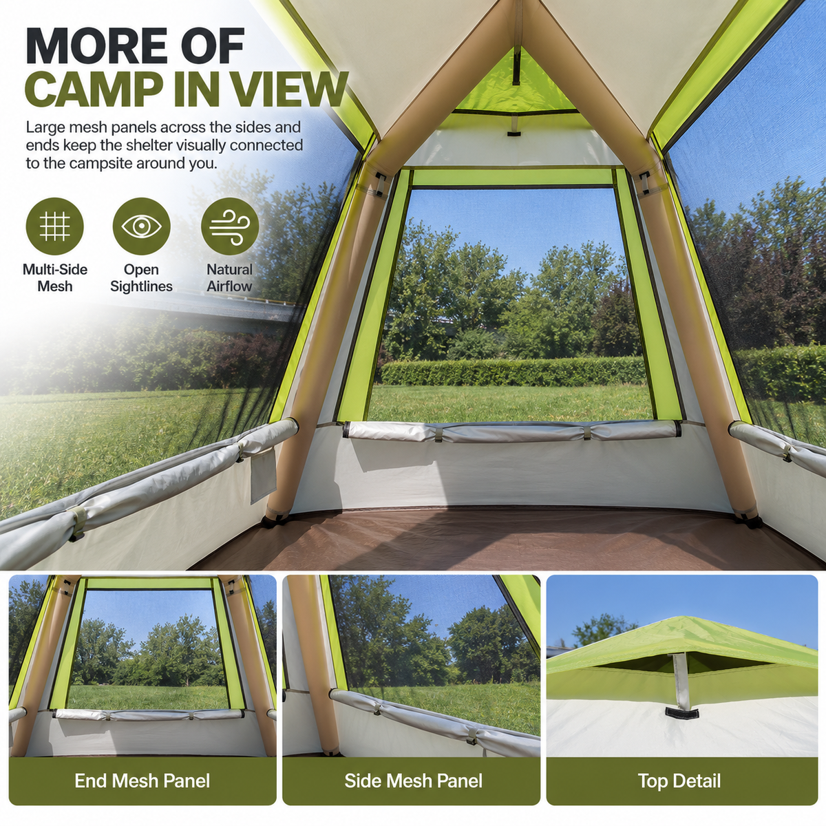 Weisshorn Inflatable Mesh Gazebo Tent, Air-Frame with Extendable Canopy