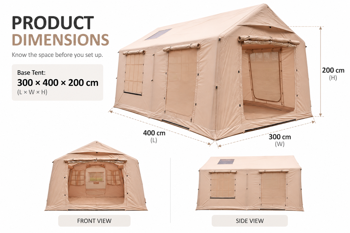 Weisshorn Inflatable Cabin Tent 300x400cm Side Awning Roof Skylight