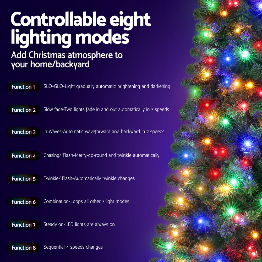 Jingle Jollys Christmas Tree 1.8M LED Corner Xmas Tree Half 8 Modes Multi-color