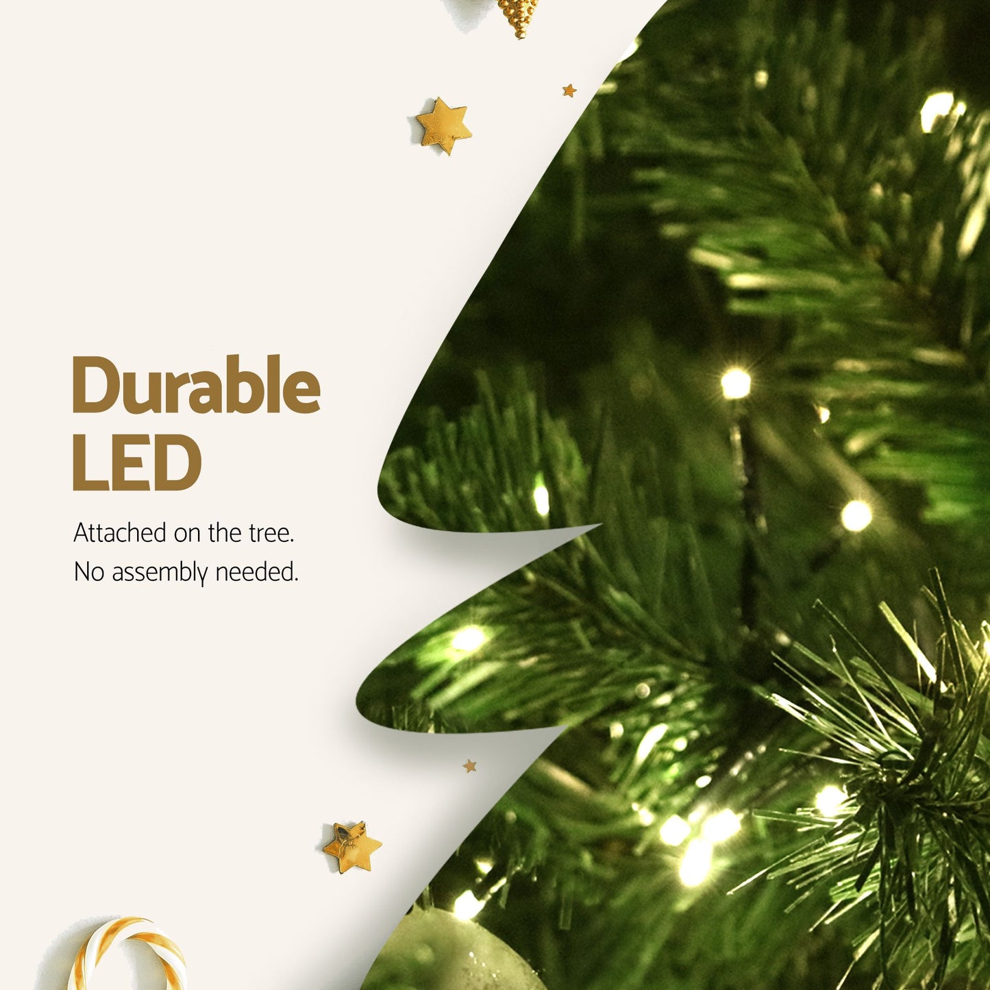 Jingle Jollys Christmas Tree 2.7m Xmas Tree Decorations 1800 LEDs 1831 Tips 8 Light Modes