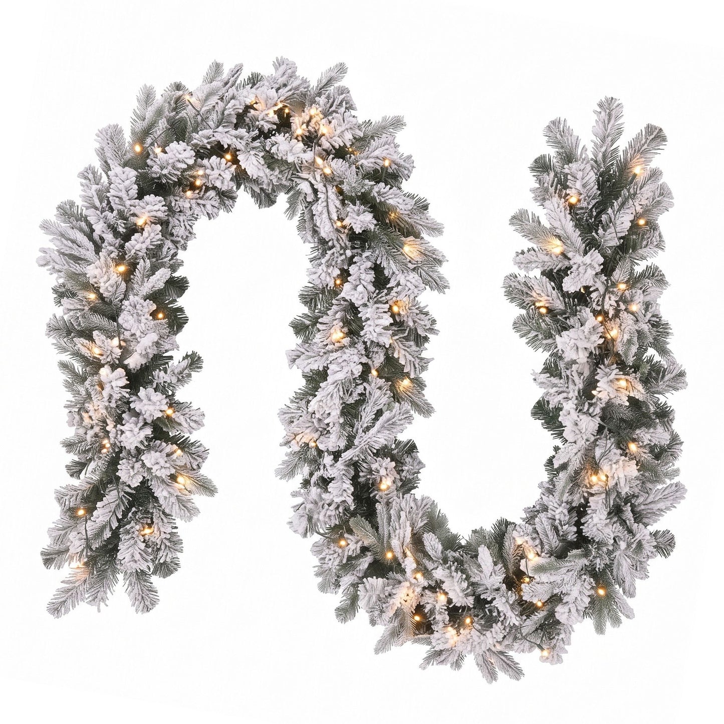 Jingle Jollys 1,8 m Weihnachtsgirlande 8 Modi LED Schneebedeckte Spitzen Automatischer Timer